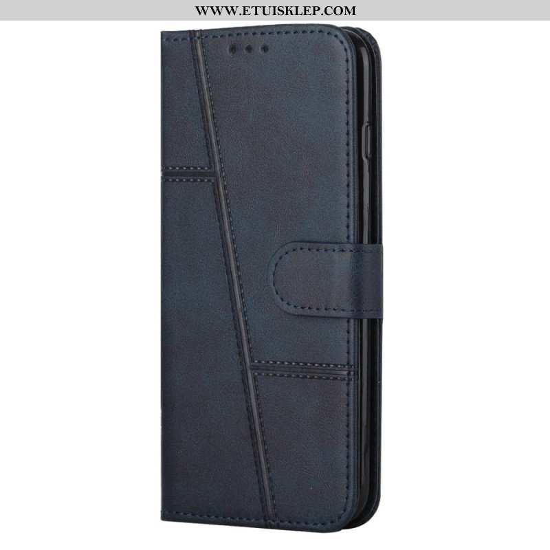 Etui Folio do Samsung Galaxy S23 5G z Łańcuch Paskowaty Geometryczny Skórzany Styl